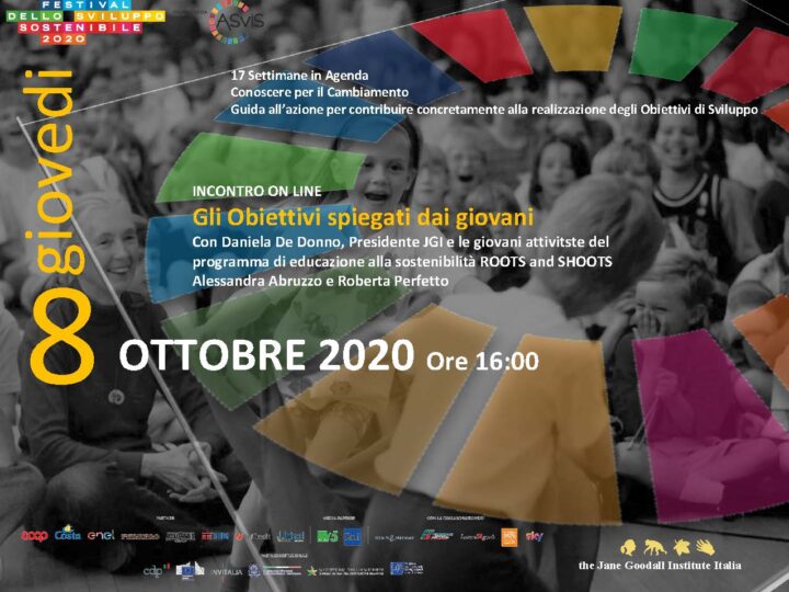 Gli Obiettivi dell’Agenda 2030 spiegati dai giovani: Giovedi 8 ottobre l’incontro online tra generazioni